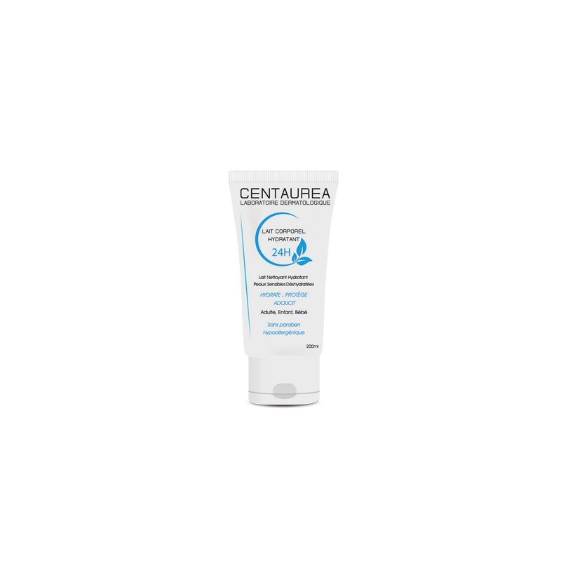 Centaurea Lait Hydratant Corporel flacon blanc souple avec bouchon clips