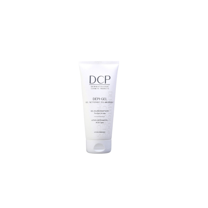 DCP Dépi-gel Gel Nettoyant Éclaircissant 200ml, tube blanc avec bouchon clips
