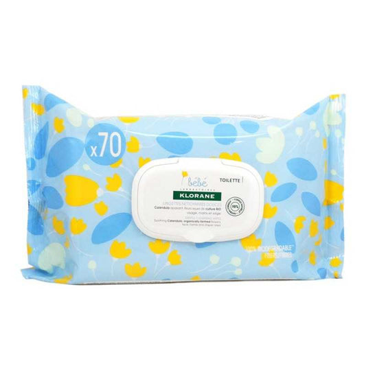 Klorane Bébé Lingettes Nettoyantes Douces 70pcs