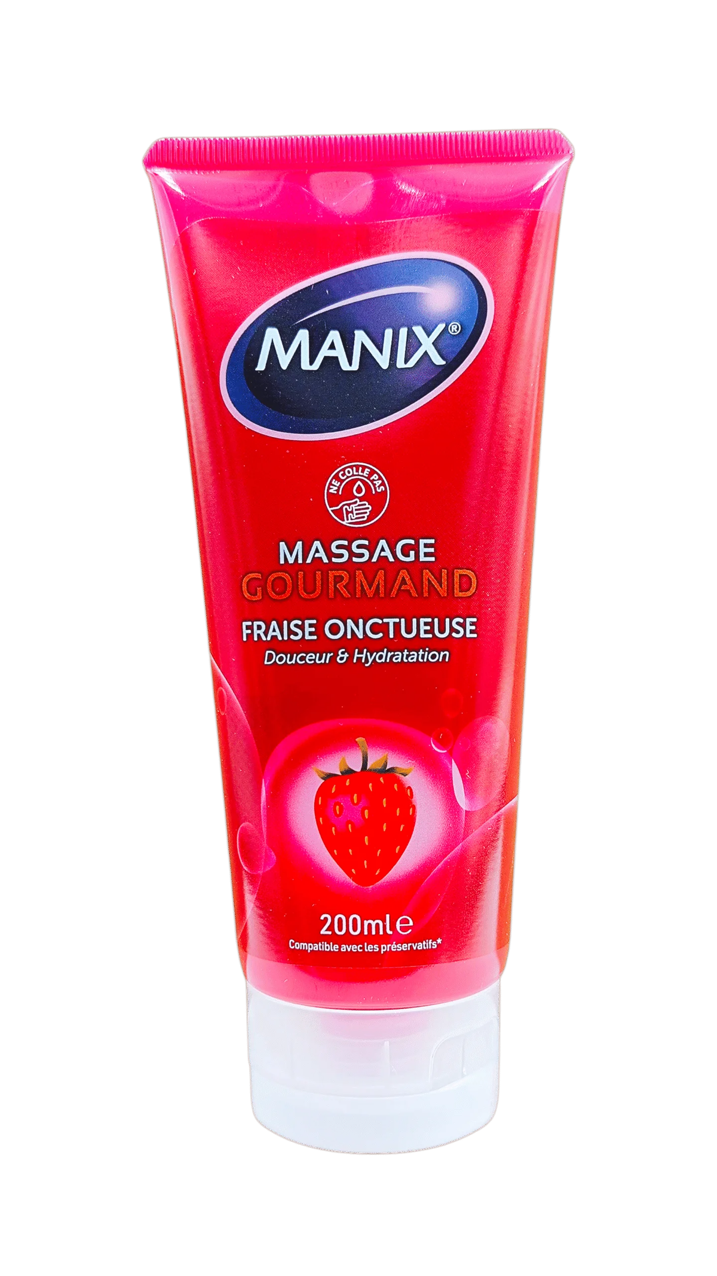 Manix Gel Massage Gourmand Fraise Comestible 200ml