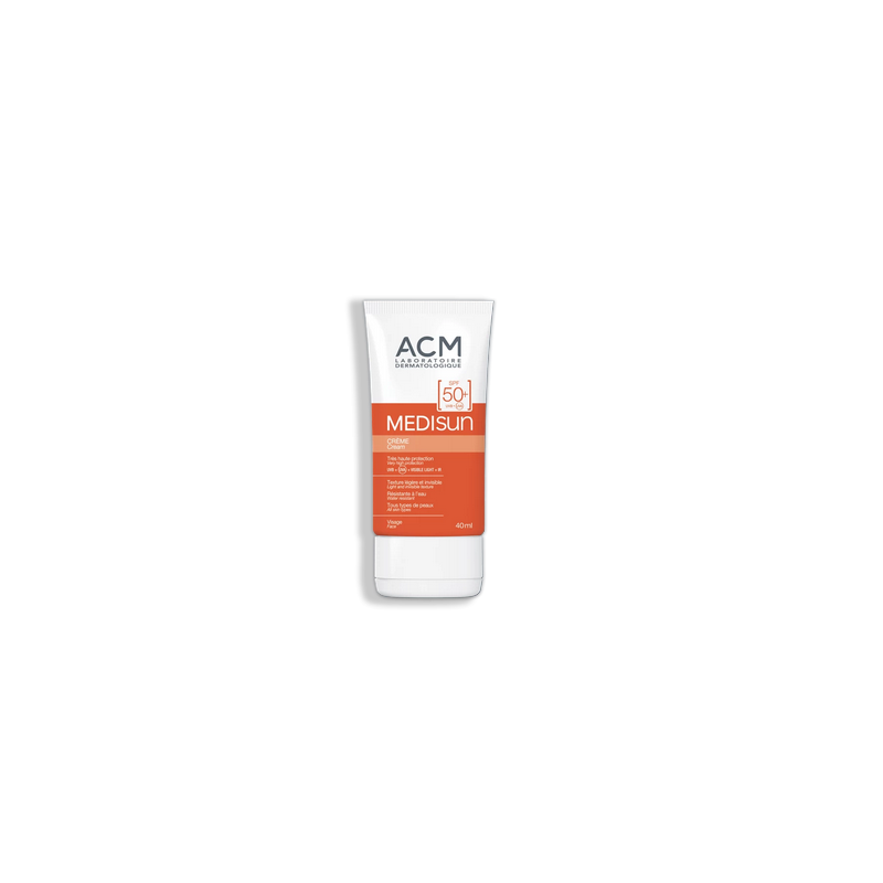 ACM Medisun Crème Invisible SPF 50+ 40ml tube souple blanc et orange bouchon clips