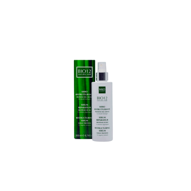 Bio 12 Sérum Restructurant Aux Protéines De Blé 200ml flacon blanc avec bouchon spray