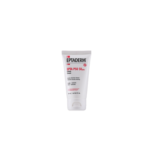 Eptaderm Epta Pso 50 Plus Crème Kératoréductrice 50ml tube souple blanc avec bouchon clips