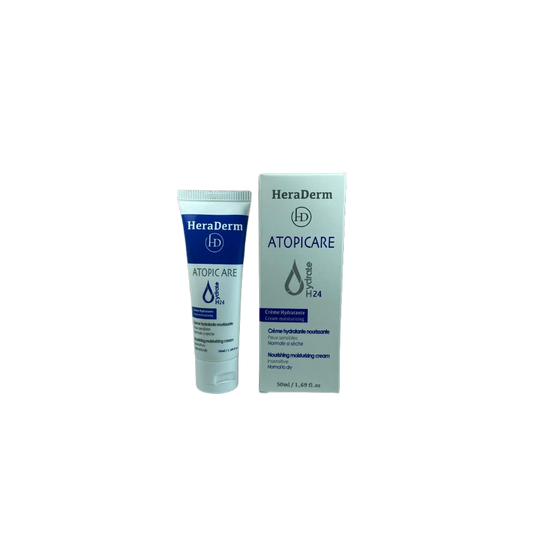 Heraderm Créme Atopicare Hydratante 24H 50ml flacon bleu et blanc