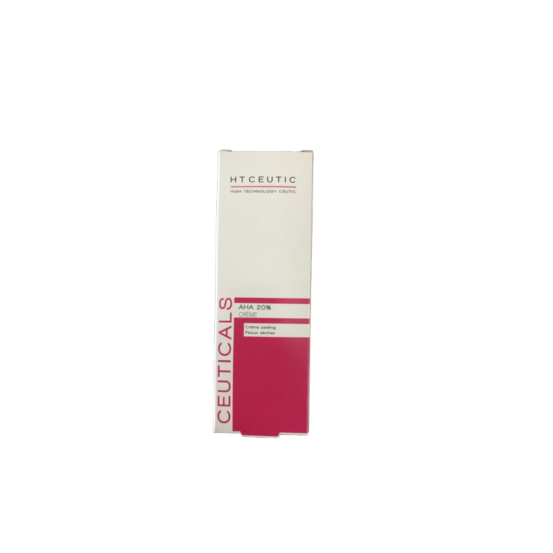 HT Ceutic Crème AHA 20% Peaux Seches 50ml dans sa boite catonnée blanc et rouge