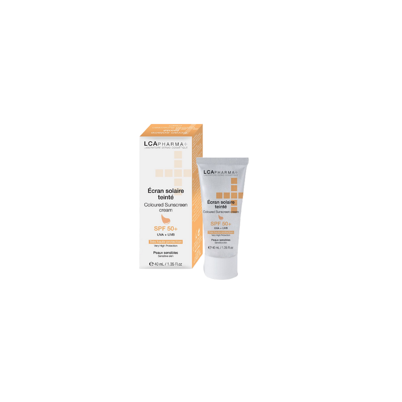 LCA Pharma Crème Solaire Teintée SPF 50+ 40ml tube souple blanc et beige