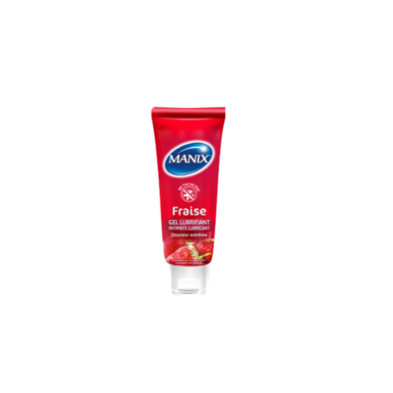 Manix Gel Fraise 80ml tube transparent avec bouchon clips